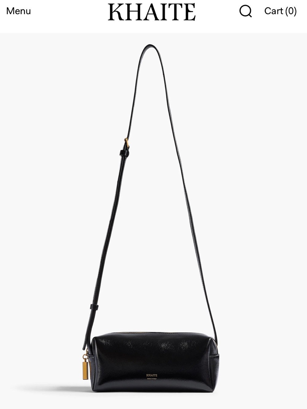 KHAITE Black Leather Mini Kye crossbody 2026